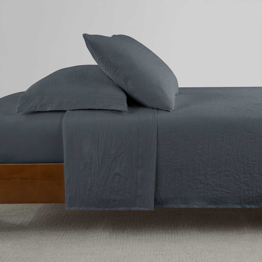 Premium Egyptian Cotton Microfiber Bed Sheet Set, Grey Stone, Full, 4 Pieces - Cooling Hotel Quality Bedding Sheets and Pillowcases Detail
