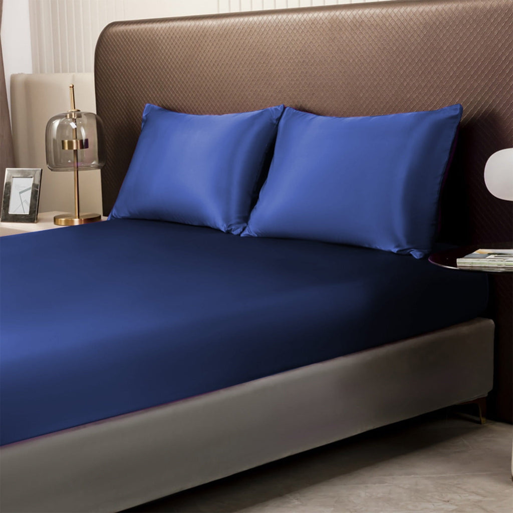 Ultra-Soft Satin Twin Fitted Sheet, Easy Care, Fade Free, Long Lasting - Bottom Sheet 15" Deep Pocket Silk Fitted Sheet, Soft Wa... - Luxury Bed Sheet Set with Deep Pockets Detail