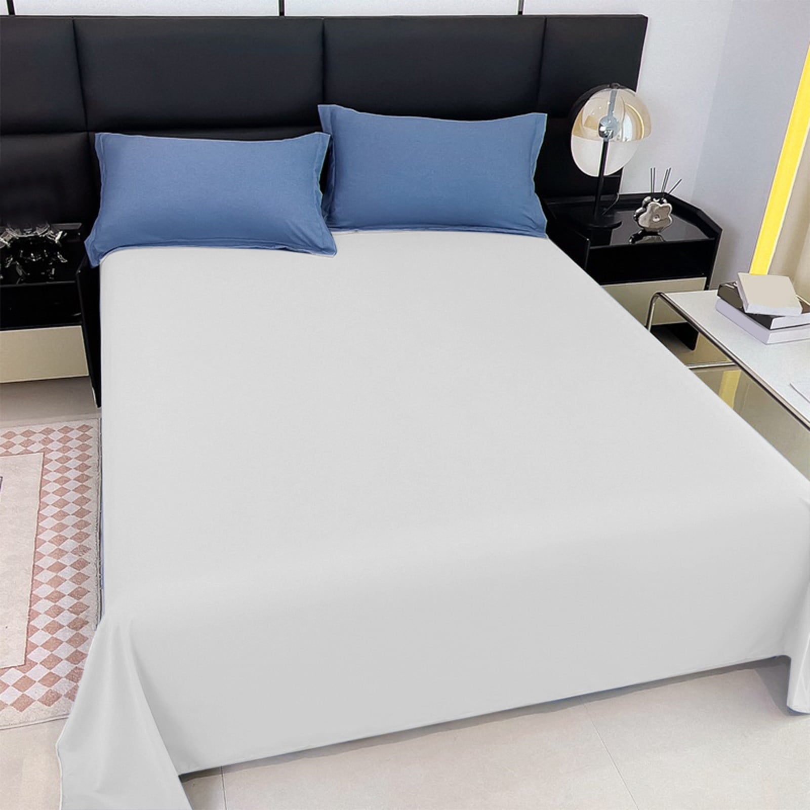 Premium Egyptian Cotton Color Twin Size Flat Sheet - Hotel Quality Top Flat Bed Sheet Only, Ultra Soft, Comfy, Breathable & Cooling - Fade & ... - Luxury Bed Sheet Set with Deep Pockets Detail