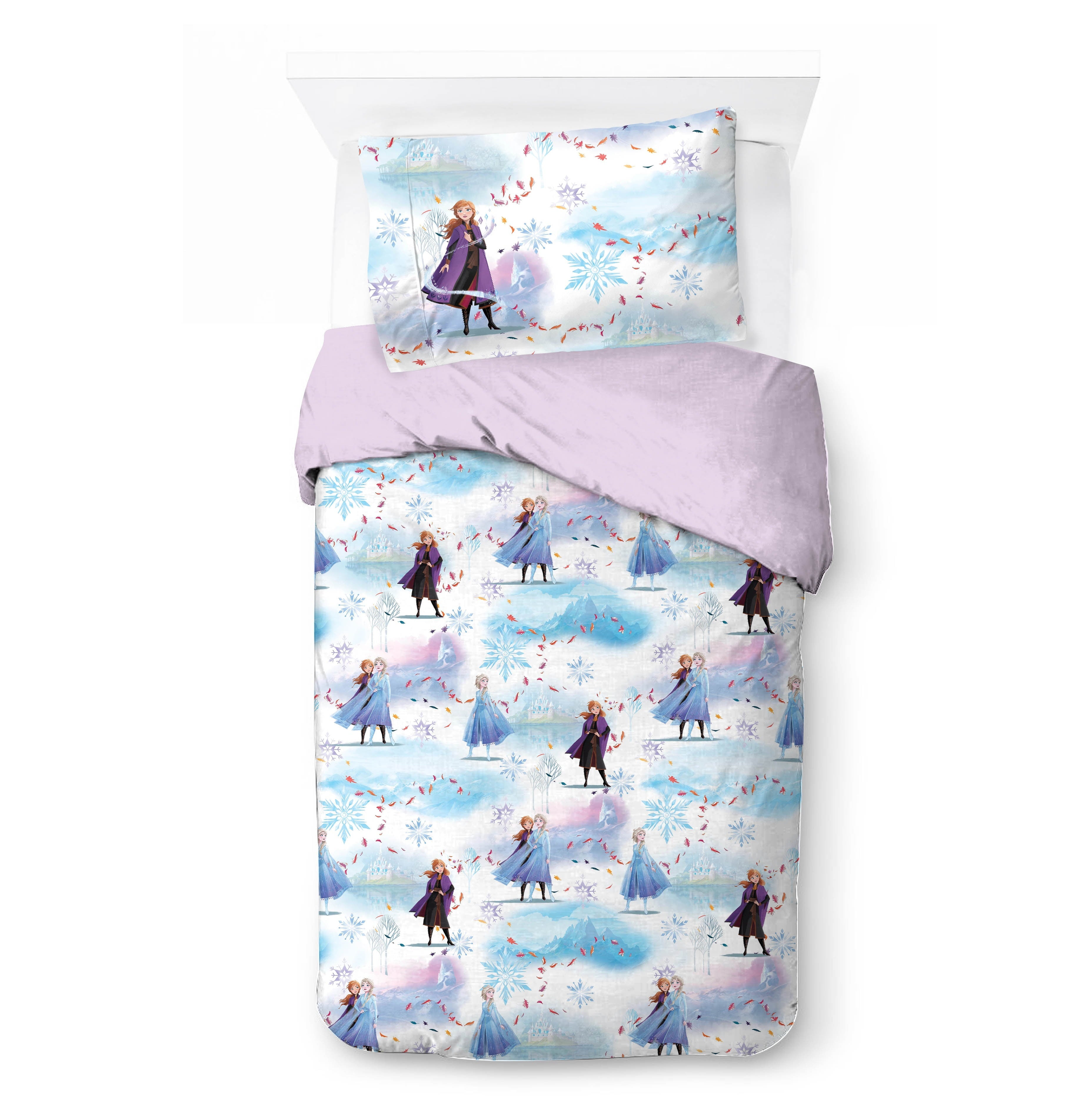 Fluffy Down Alternative Frozen Winter Frost Adventures 2-Piece Twin/Full Reversible Comforter Set, Polyester Microfiber, Blue & Purple - All-Season Down Alternative Comforter Insert Detail