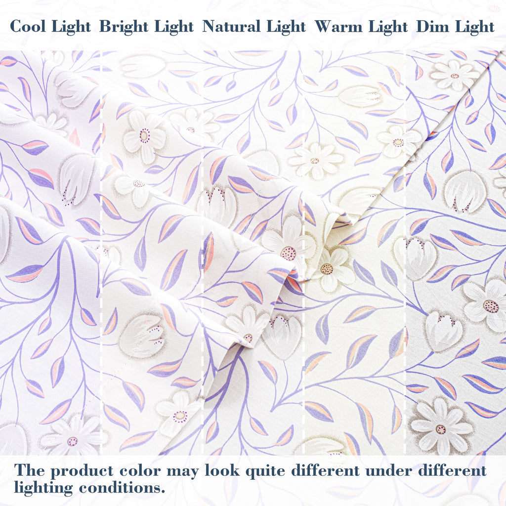 Premium Egyptian Cotton 100% Cotton Full Size Sheets,4 Piece Pure Percale Bed Sheets Set Deep Pocket Fits Mattress Upto 15",floral vine pattern - Breathable Egyptian Cotton Flat & Fitted Sheets Detail