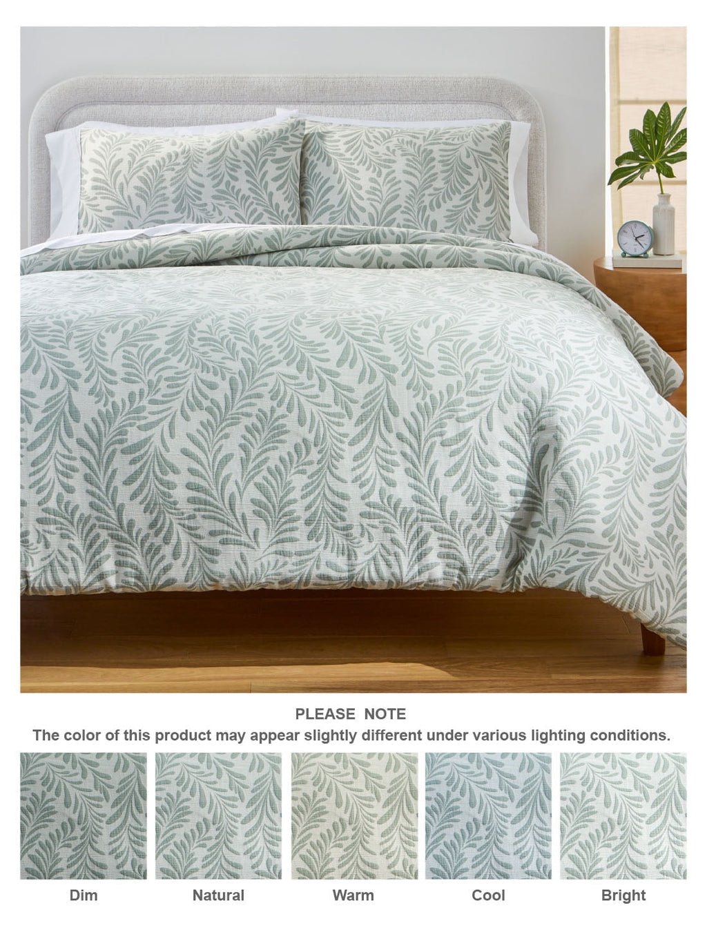 Luxurious Quilted Botanical 3-Piece Comforter Set, Green, Full Queen, All Ages - All-Season Down Alternative Comforter Insert Detail