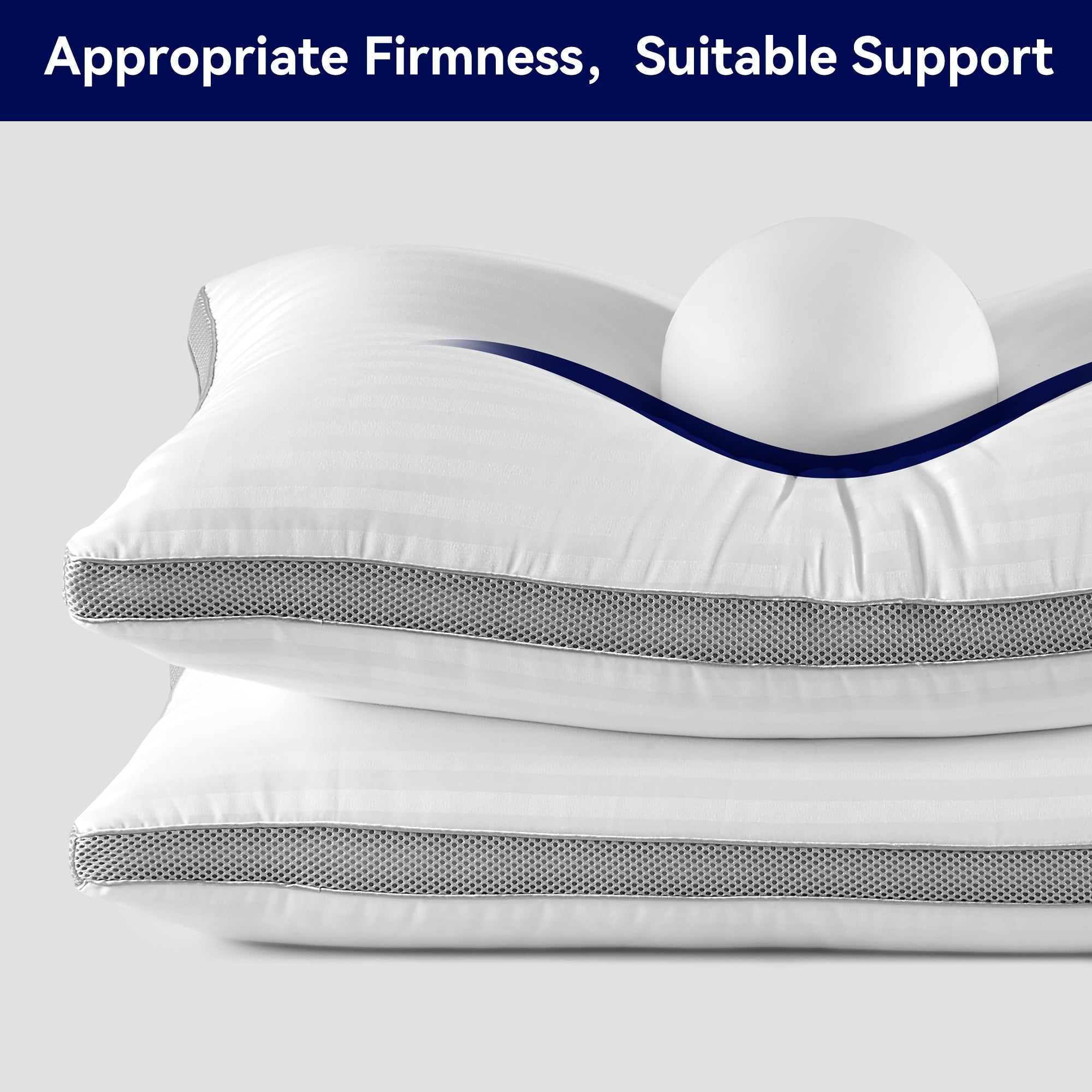 Fluffy Shredded Bed Pillows for Sleeping, Queen Size Set of 2, Sandwich Mesh with Breathable Sides, Premium Medium pillows for Back, ... - Decorative Throw Pillow Cushion for Sofa & Bed Detail