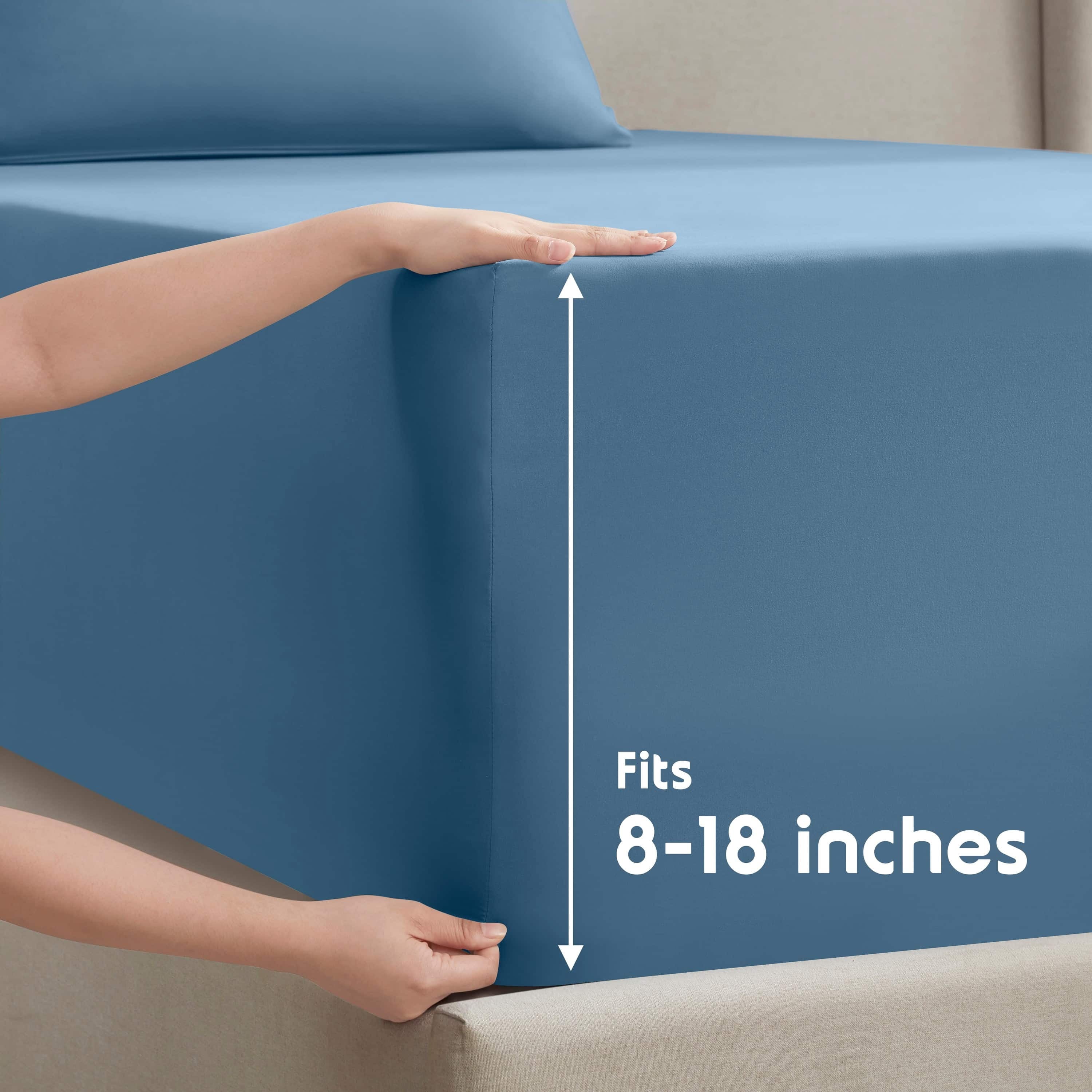 Breathable Luxury Split King Sheet Sets, Deep Pocket 5 Piece, Luxury Soft Microfiber Bed Sheet Sets, BLUE HEAVEN - Premium Ultra-Soft Pillowcase Pair for Sleeping Detail