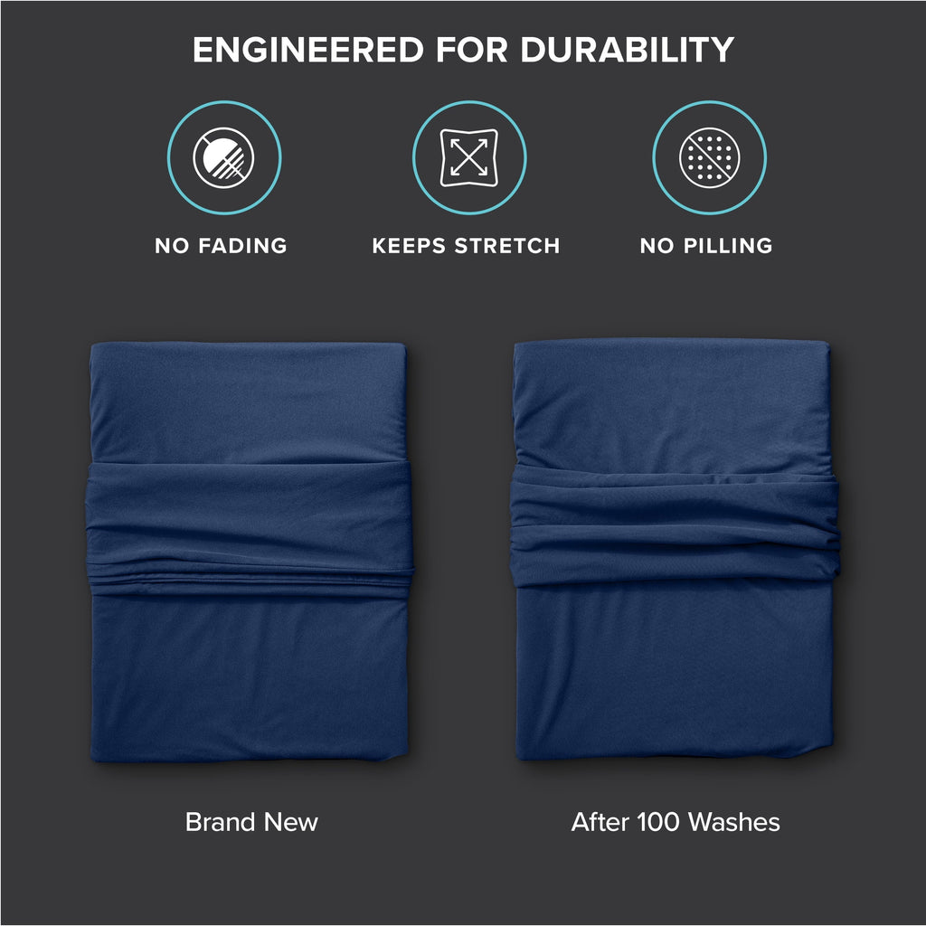 Cooling Sateen Cooling Performance Jersey Knit Stretch Sheet Set, Moisture-Wicking & Breathable, 4-Way Stretch Bed Sheets, Envelope ... - Luxury Bed Sheet Set with Deep Pockets Detail