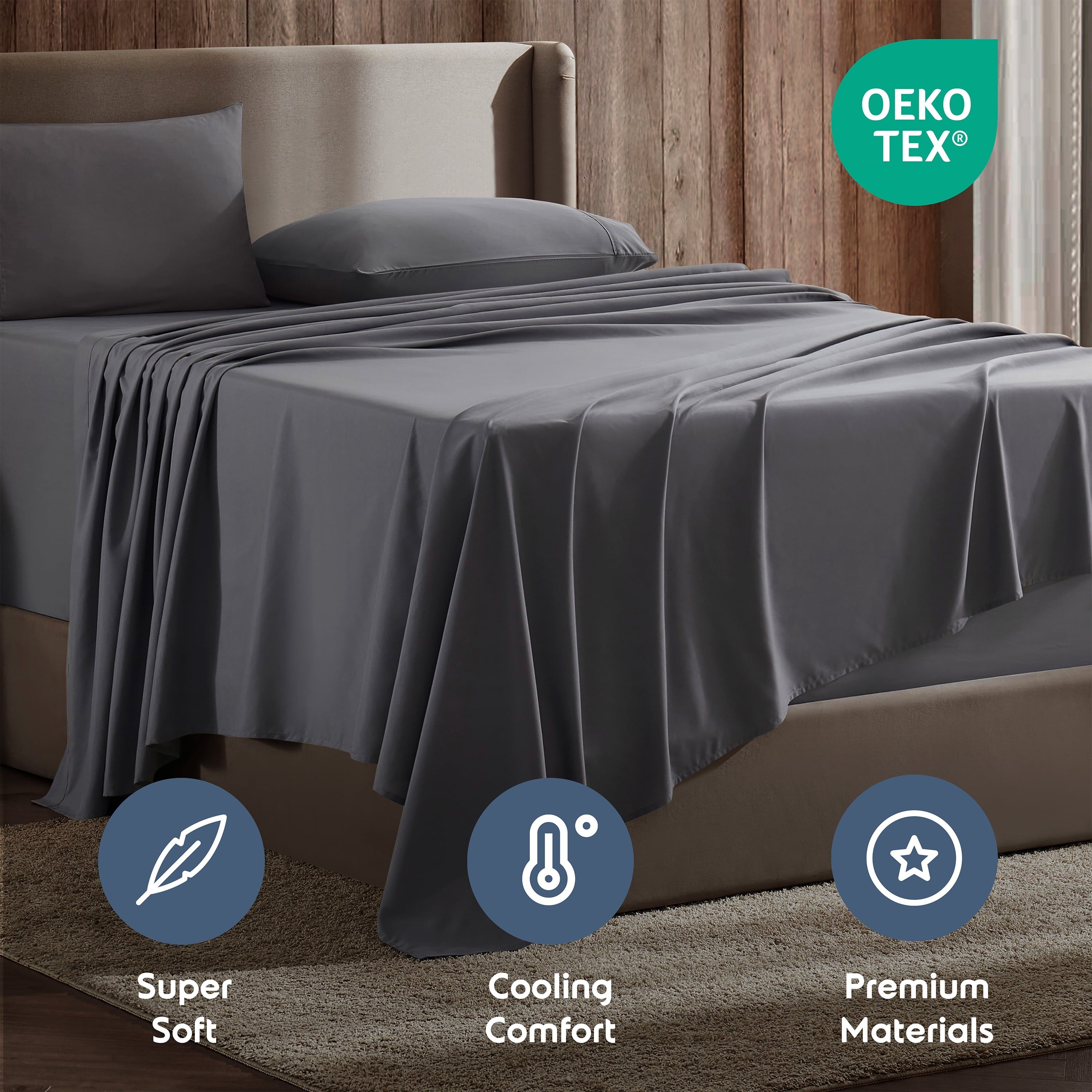 Ultra-Soft Queen Sheets Set, 1800 Series Extra Deep Pocket Sheets Queen Soft Microfiber Bed Sheets, 4 Piece Queen Sheet sets - Cooling Hotel Quality Bedding Sheets and Pillowcases Detail
