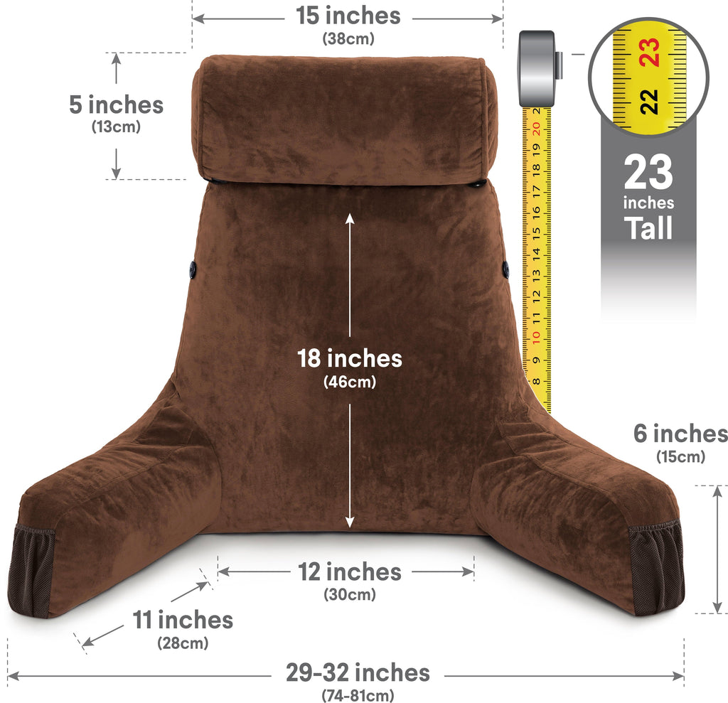 Fluffy Shredded Medium Chocolate Brown, Backrest - Detach Neck Roll, Removable Cover - Ergonomic Memory Foam Pillow for Neck Pain Support Detail