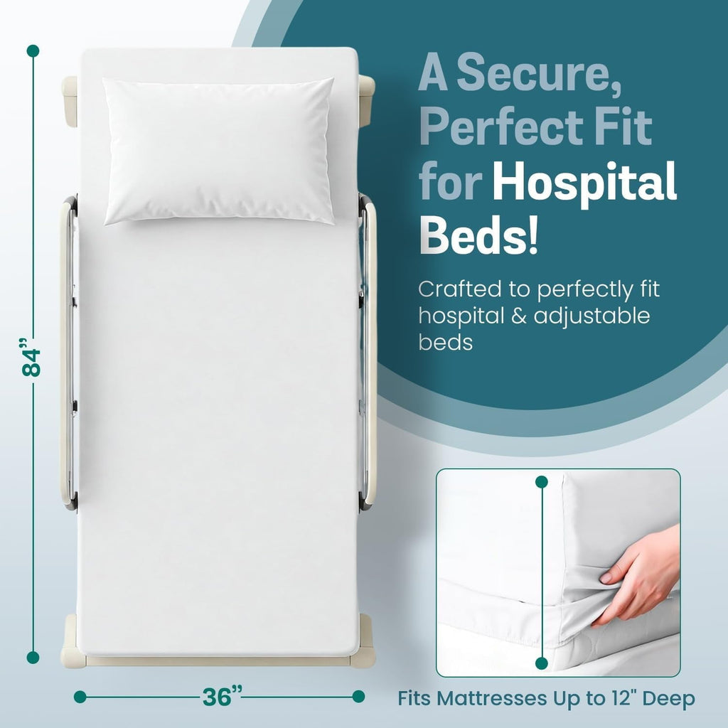 Ultra-Soft 2 Pack Fitted Hospital Bed Sheets with Elastic All Around for a Double Brushed Ultra Soft Breathable 100% Microfiber ... - Premium Ultra-Soft Pillowcase Pair for Sleeping Detail