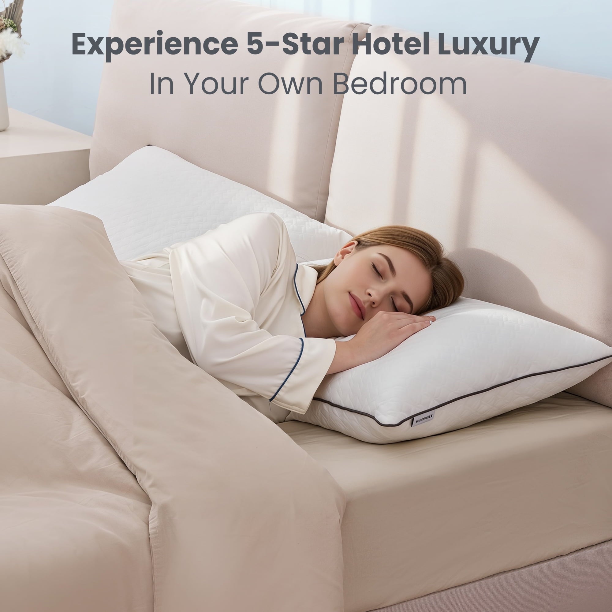 Hotel Collection Bed Pillows Hotel Collection Luxury Down Alternative Pillow for Beds 2 Pack, Medium Support for Side & Back Sleepers ... - Hotel Quality Plush Sleeping Pillows Detail