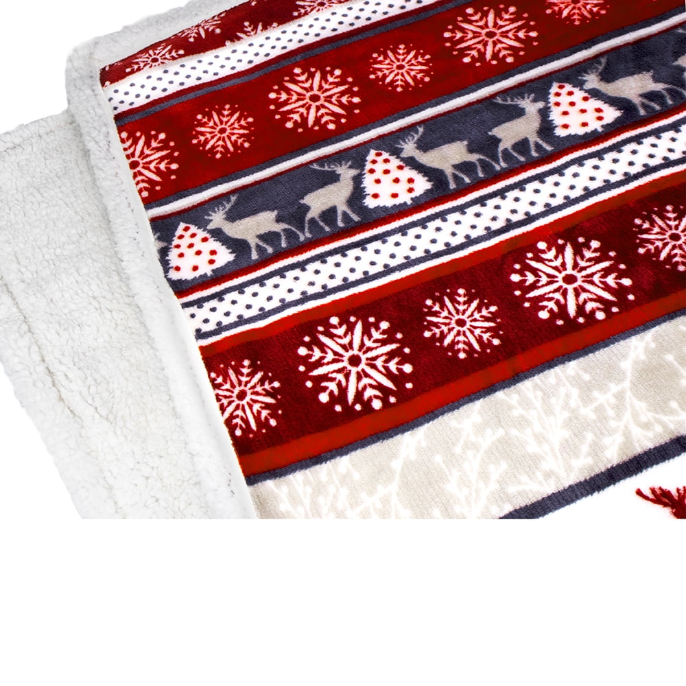 Super Soft Flannel Premium Plush Sherpa Throw Christmas Blanket | Soft, Warm, Cozy, Reversible Microfiber Winter Cabin Throw | Plaid Hol... - Super Soft Reversible Sherpa Flannel Blanket Detail