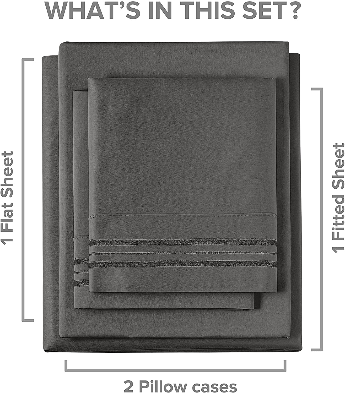 Cooling Sateen 4-Piece Extra Deep Pocket Sheet Set - Full Size Breathable & Cooling Bed Sheets Fits 18"-24" Mattresses, Gray - Luxury Bed Sheet Set with Deep Pockets Detail
