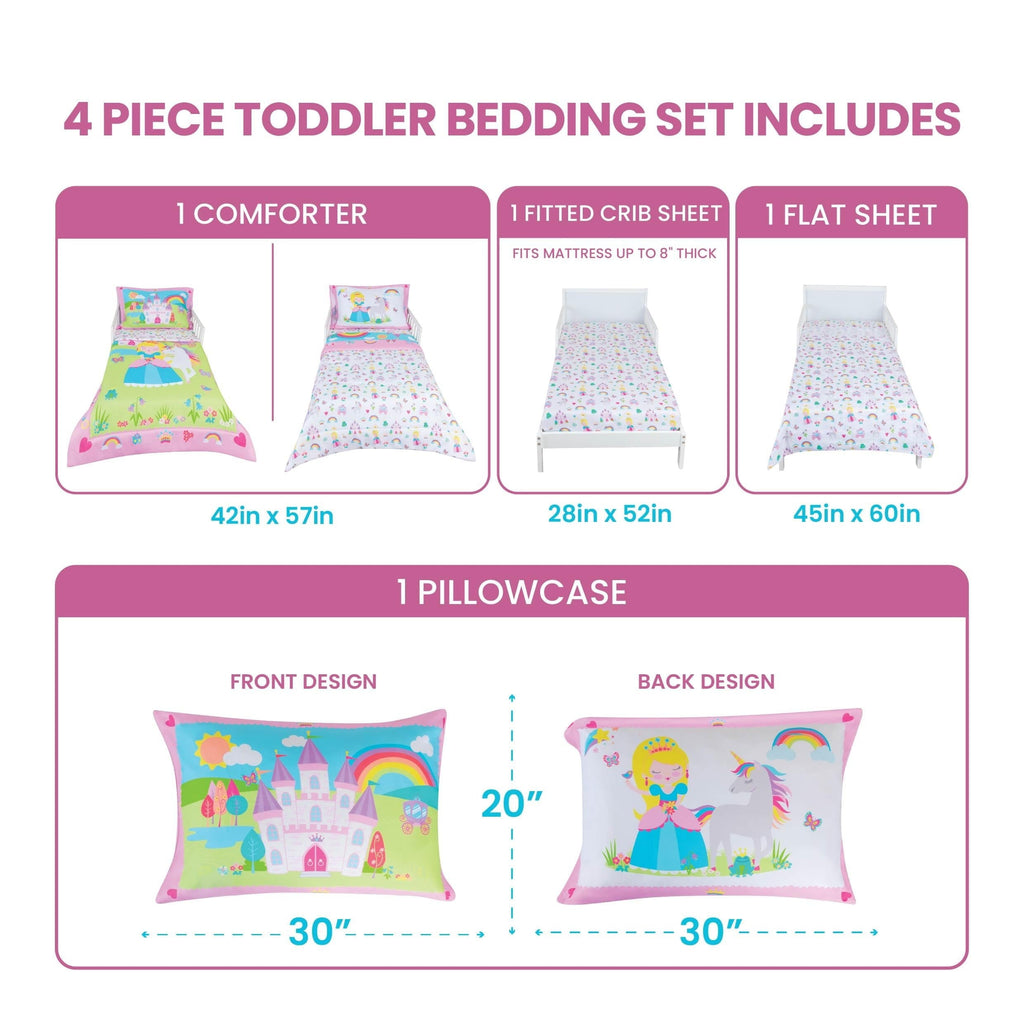 Hypoallergenic Cloud Princess Toddler Bedding Set for Girls - 4-Piece Toddler Bed Comforter Sets for Girls, Reversible Comforter & Pillowc... - All-Season Down Alternative Comforter Insert Detail