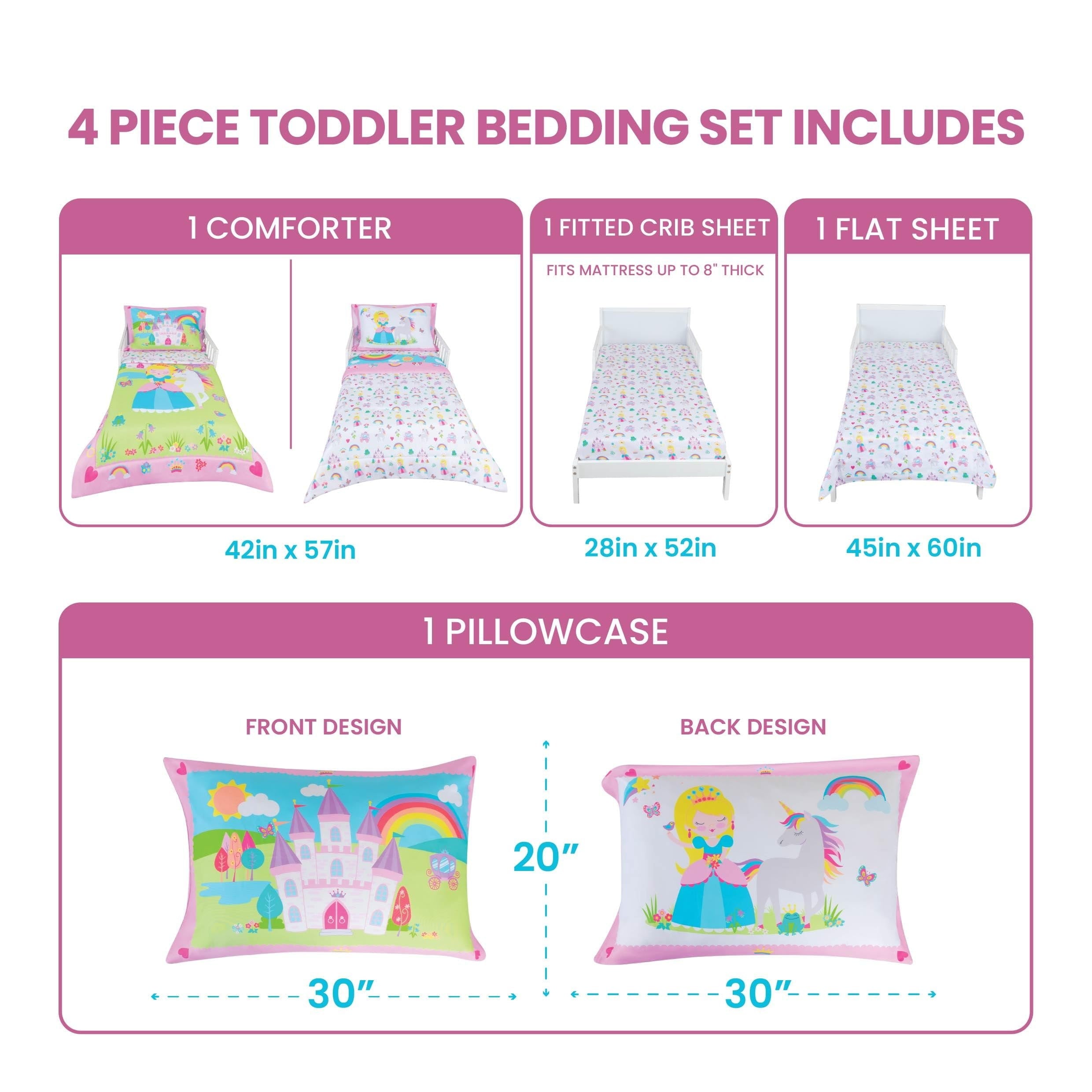 Hypoallergenic Cloud Princess Toddler Bedding Set for Girls - 4-Piece Toddler Bed Comforter Sets for Girls, Reversible Comforter & Pillowc... - All-Season Down Alternative Comforter Insert Detail