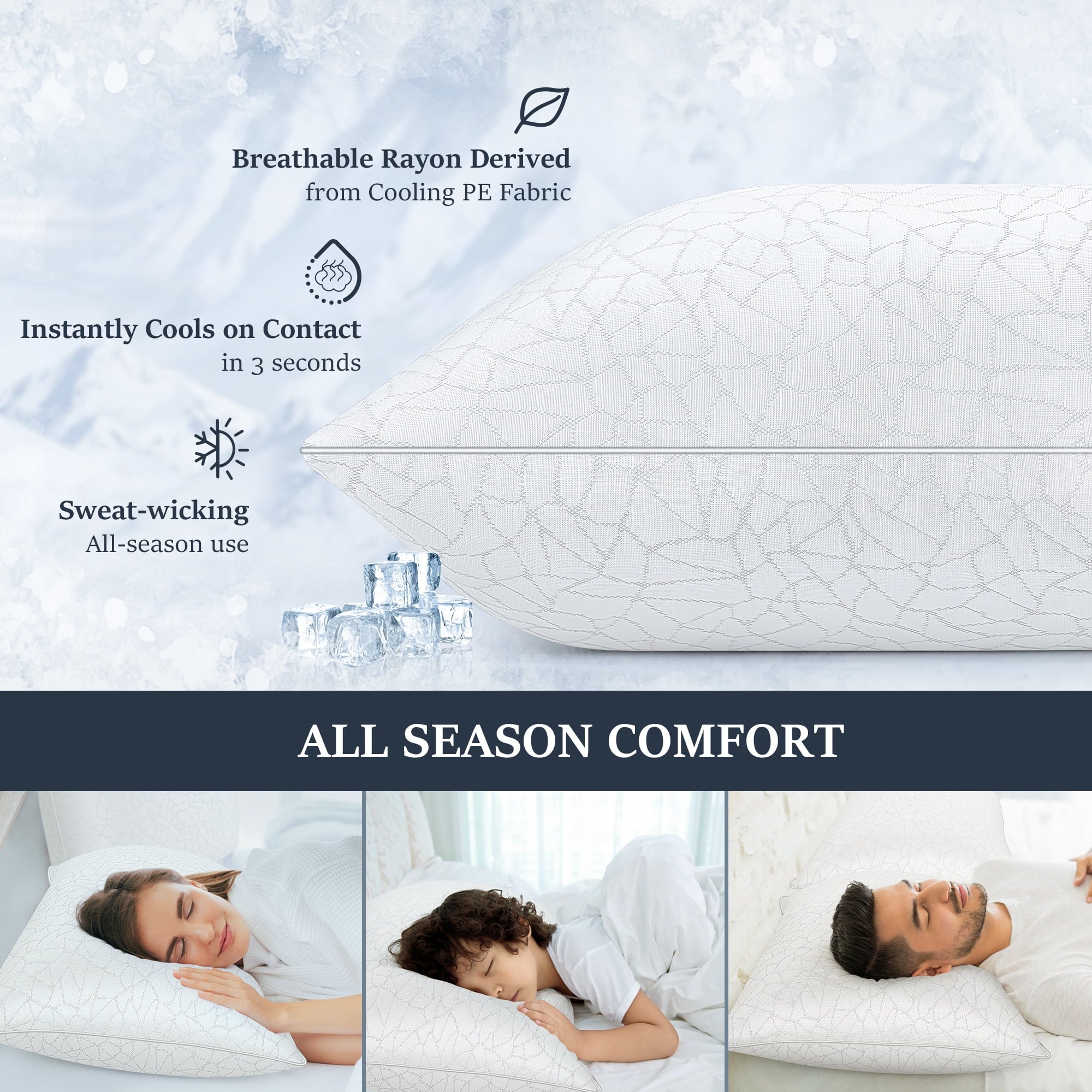 Decorative Plump Queen Size Bed Pillows 1-Pack,2.2lb High Quality Down Alternative Filled,3D Breathable Cover,Hotel Collection Pillows... - Hotel Quality Plush Sleeping Pillows Detail