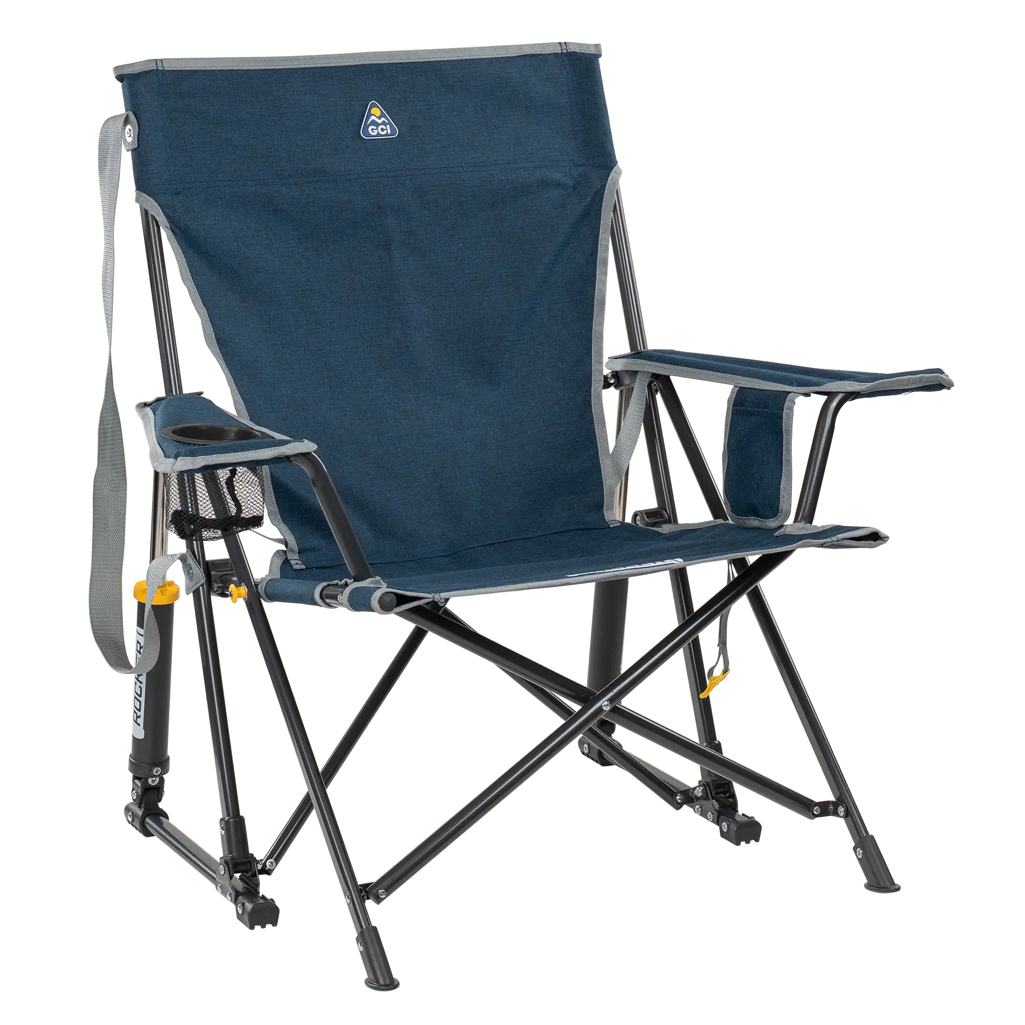 Heavy-Duty Freestyle Kickback Rocker - Choice 345 - Freestyle Rocker Portable Outdoor Folding Chair - Heathered Indigo