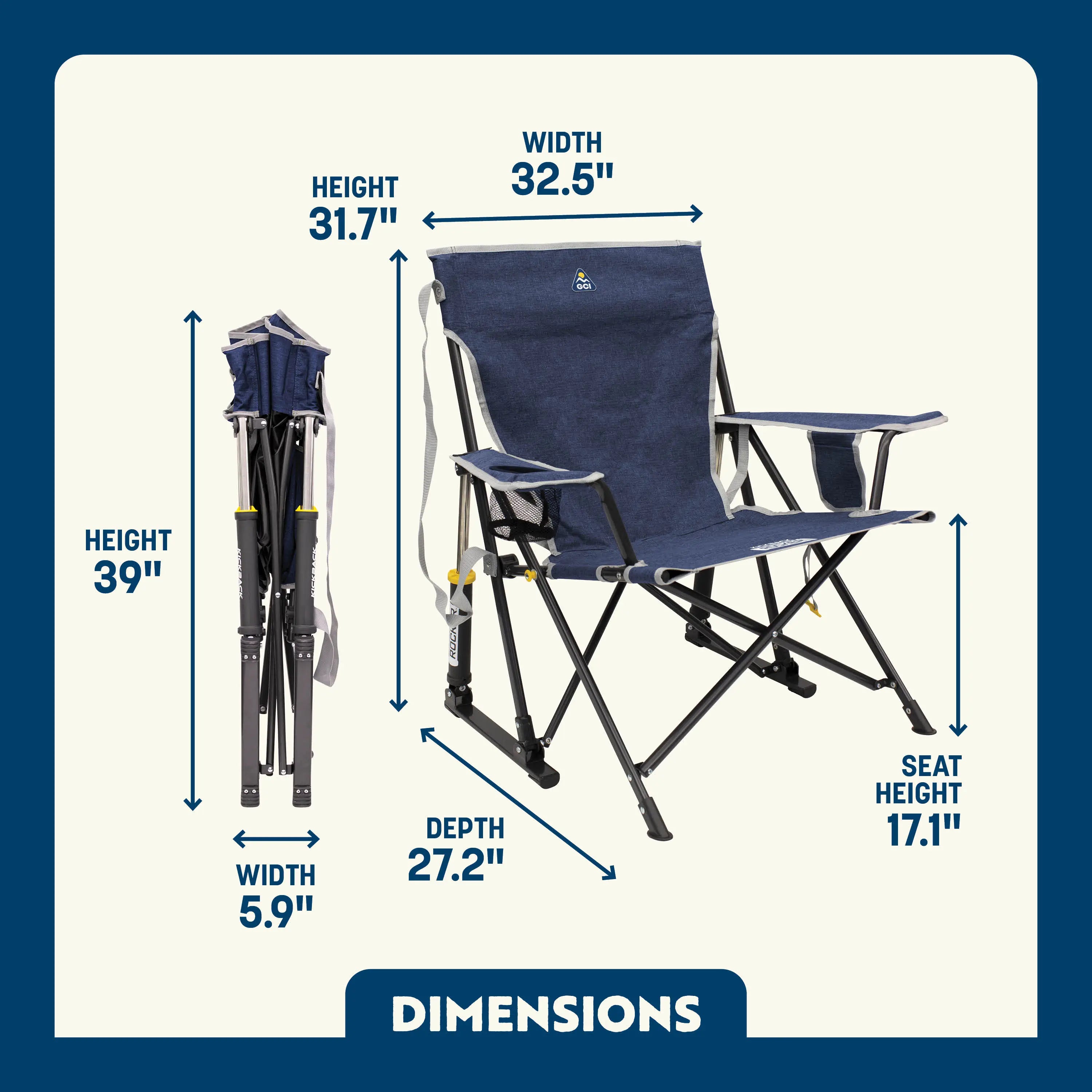 Heavy-Duty Freestyle Kickback Rocker - Choice 345 - Freestyle Rocker Portable Outdoor Folding Chair Detail
