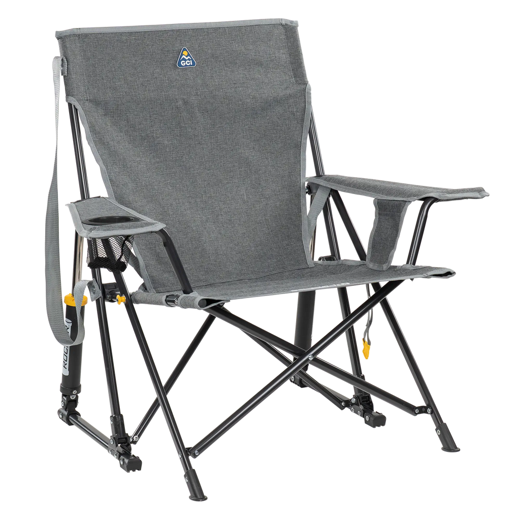 Heavy-Duty Freestyle Kickback Rocker - Choice 345 - Freestyle Rocker Portable Outdoor Folding Chair - Heathered Pewter