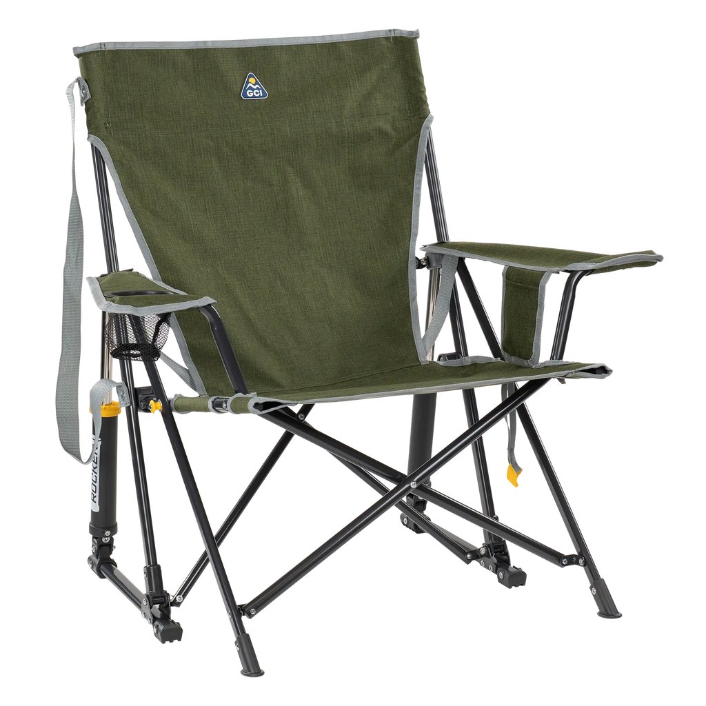 Heavy-Duty Freestyle Kickback Rocker - Choice 345 - Freestyle Rocker Portable Outdoor Folding Chair - Heathered Loden