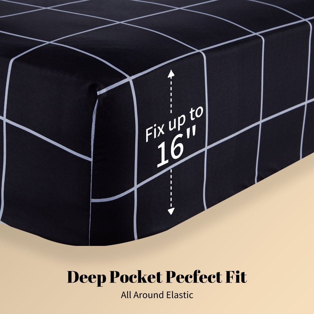 Premium Egyptian Cotton Full Bed Sheet Set, 4 Pieces Breathable & Super Soft, Easy Care Printed Microfiber with Deep Pocket & Envelope Closur... - Cooling Hotel Quality Bedding Sheets and Pillowcases Detail
