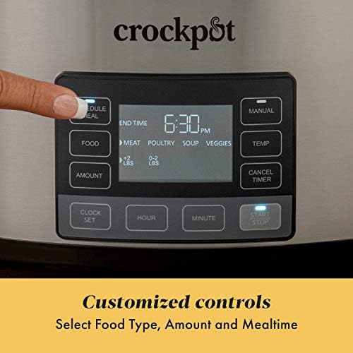 Oval Ceramic Crock-Pot MyTime 6 Quart Programmable Slow Cooker S08D - Large Capacity Electric Stew Pot & Slow Cooker Detail
