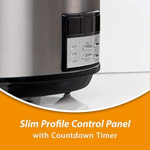 Oval Ceramic Crock-Pot 8 Quart Programmable Slow Cooker with Auto Warm S28G - Stainless Steel Slow Cooker with Locking Lid Detail