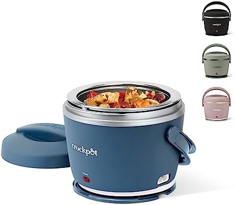 Mini Personal Crock-Pot Electric Lunch Box Food Warmer 20oz – Faded Blue S22V - Leak-Proof Heated Bento Box Lunch Warmer - Faded Blue