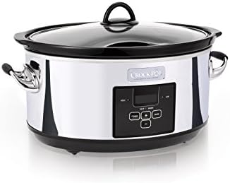Large Capacity Crock-Pot 7 Quart Programmable Slow Cooker – Polished Platinum S23E - Stainless Steel Slow Cooker with Locking Lid - Default Title