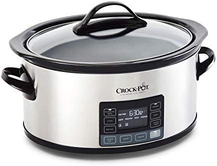 Oval Ceramic Crock-Pot MyTime 6 Quart Programmable Slow Cooker S08D - Large Capacity Electric Stew Pot & Slow Cooker Detail