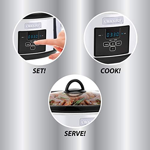Large Capacity Crock-Pot 7 Quart Programmable Slow Cooker – Polished Platinum S23E - Stainless Steel Slow Cooker with Locking Lid Detail