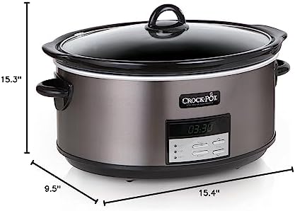 Oval Ceramic Crock-Pot 8 Quart Programmable Slow Cooker with Auto Warm S28G - Stainless Steel Slow Cooker with Locking Lid Detail