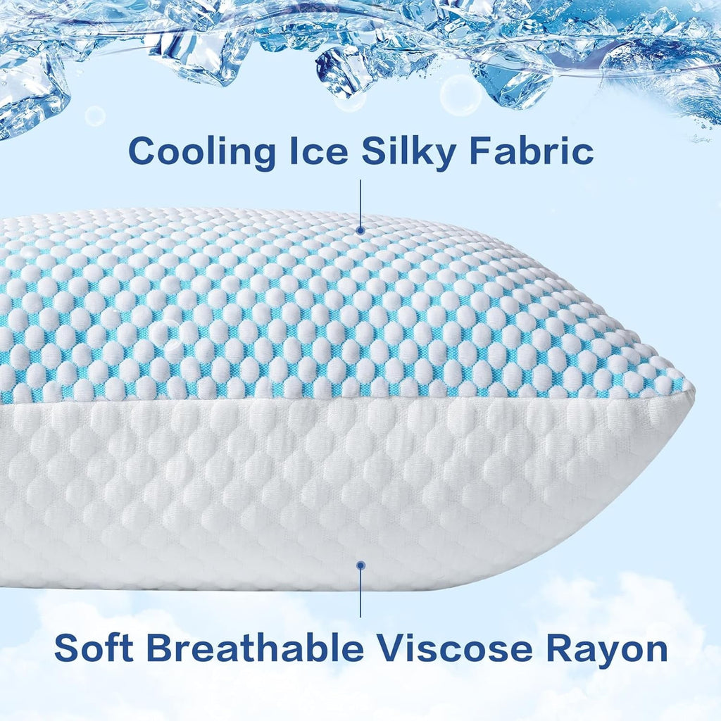 Decorative Plump 2 Pack Cooling Pillow for Sleeping, Memory Foam Pillows Cool Bed Pillows Hotel Reversible Pillow with Washable Remova... - Decorative Throw Pillow Cushion for Sofa & Bed Detail