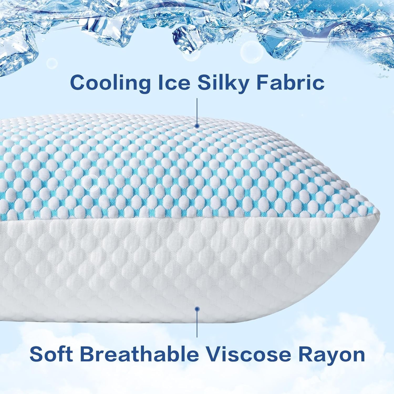 Decorative Plump 2 Pack Cooling Pillow for Sleeping, Memory Foam Pillows Cool Bed Pillows Hotel Reversible Pillow with Washable Remova... - Decorative Throw Pillow Cushion for Sofa & Bed Detail