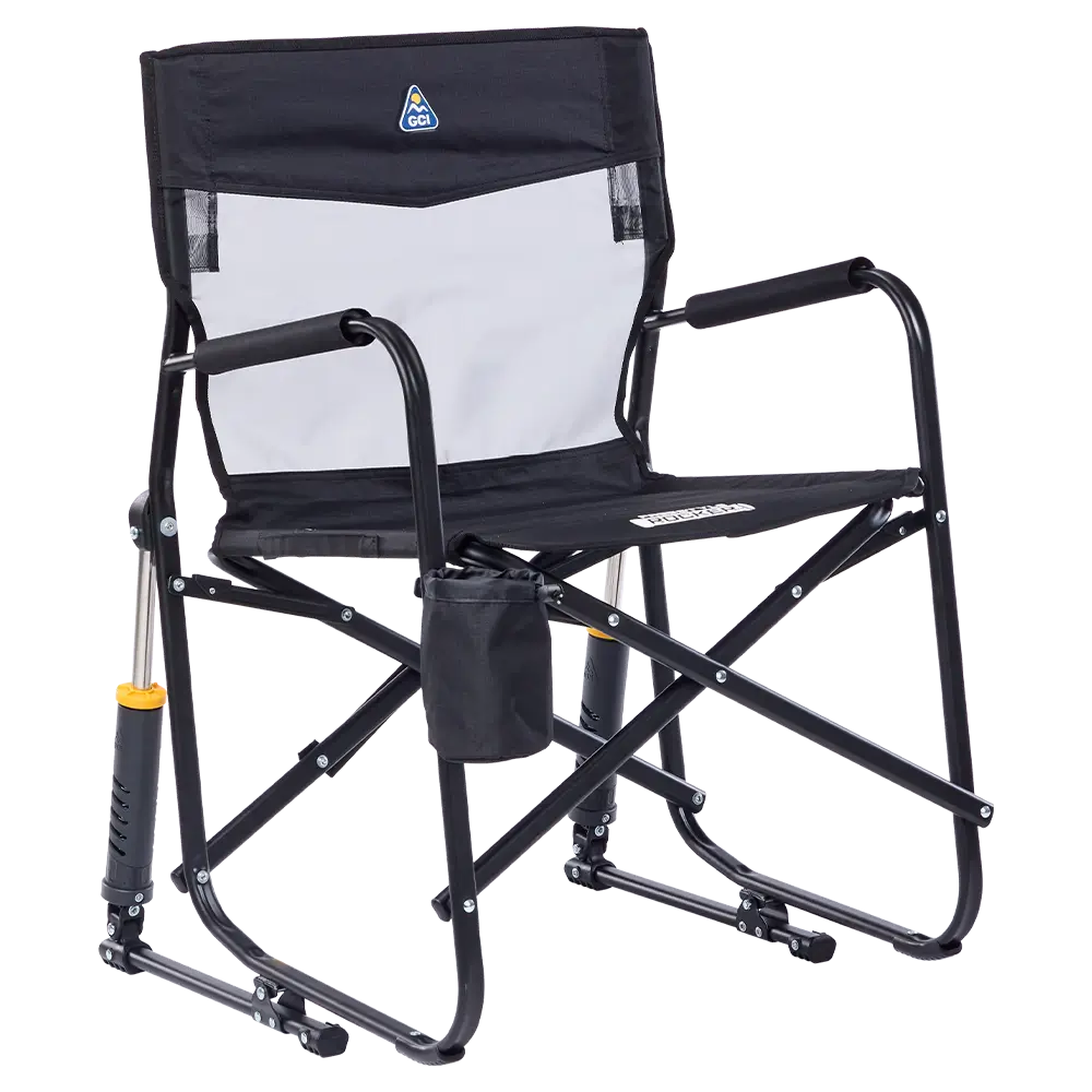 Premium All-Weather Freestyle Rocker Elite - Choice 460 - Heavy-Duty Kickback Rocker with Beverage Holder - Black