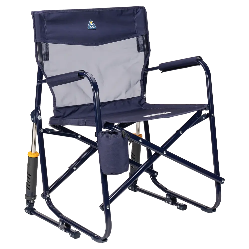 Premium All-Weather Freestyle Rocker Elite - Choice 460 - Heavy-Duty Kickback Rocker with Beverage Holder - Rich Blue