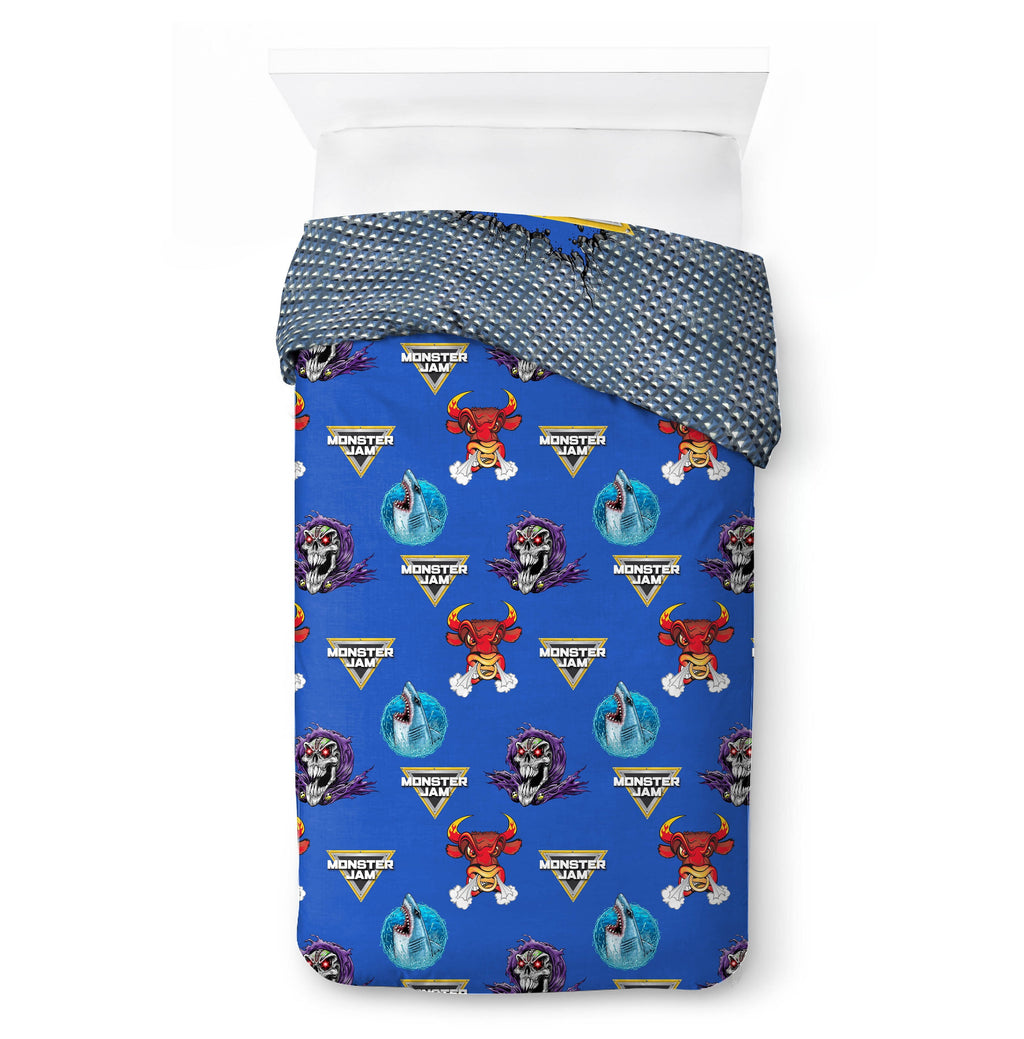 Luxurious Quilted Monster Jam Smash & Mash Kids Multicolor 2 Piece Reversible Comforter and Pillowcase Bedding Set, Twin/Full - Hypoallergenic Ultra-Fluffy Quilt for Winter Detail