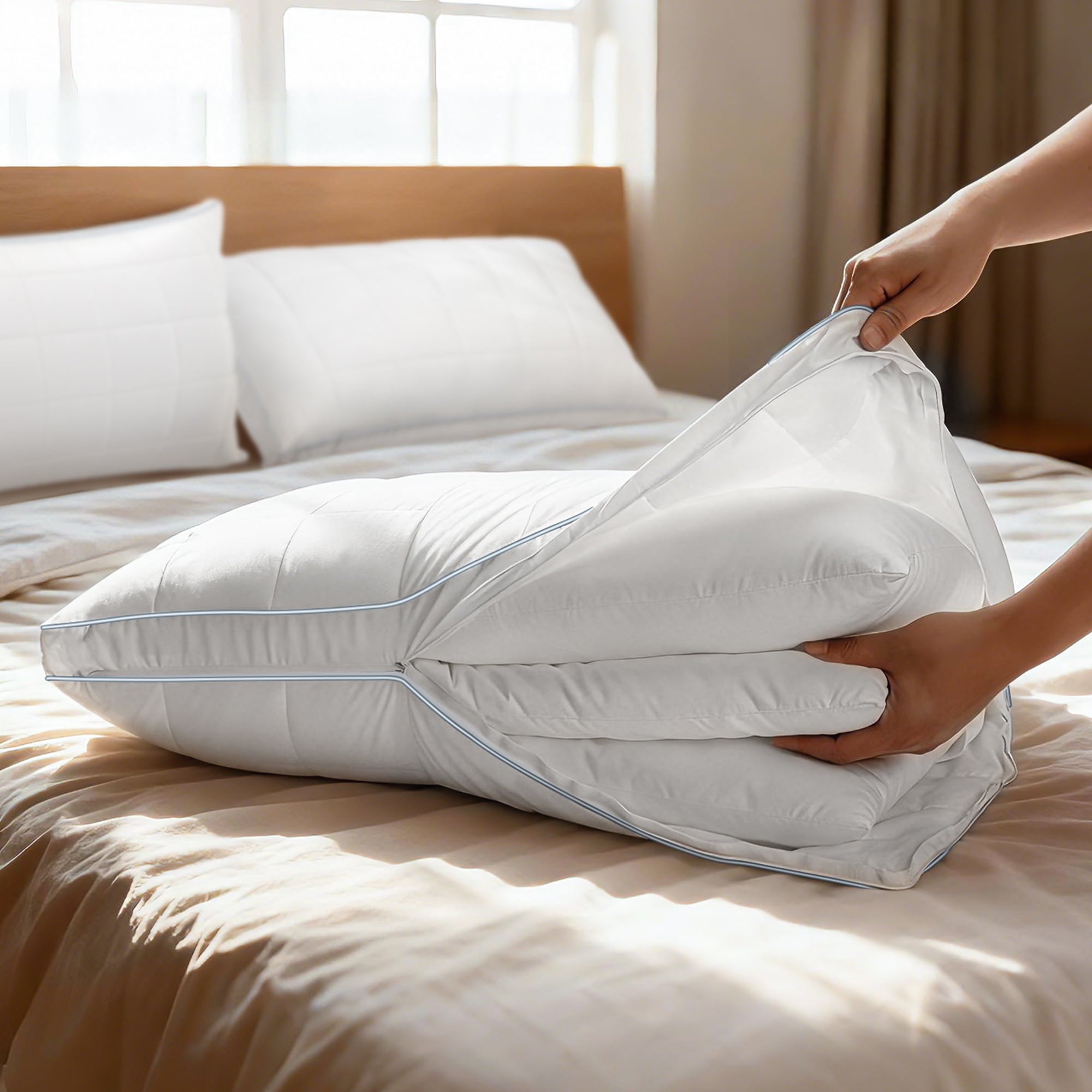 Hotel Collection Cooling Adjustable Pillow, Luxury Queen Size Bed Pillows Hotel Collection - Soft Firm Pillows for bed - Hotel Quality Plush Sleeping Pillows Detail