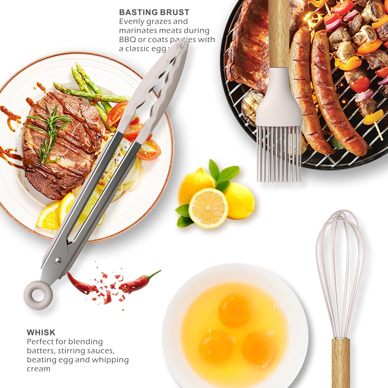 Heavy Duty Silicone Cooking Utensils Set - 446°F Heat Resistant Silicone Kitchen Utensils for Cooking,Kitchen Utensil Spatula Se... - High-Precision Culinary Tool for Baking & Cooking Detail