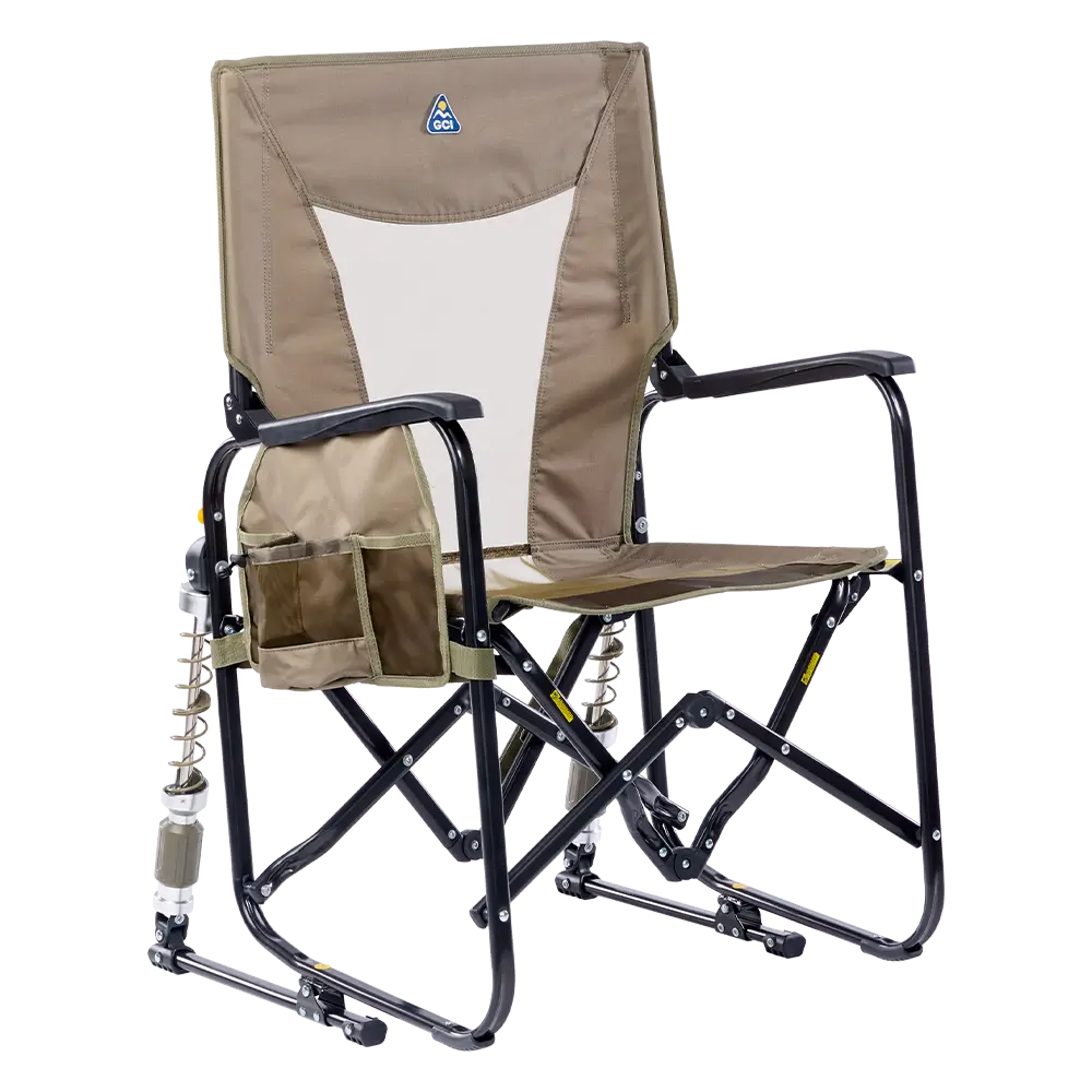 Smooth Motion Adjustable Rocker - Choice 573 - Patented Spring-Action Rocking Chair for Camping - Aged Fatigue