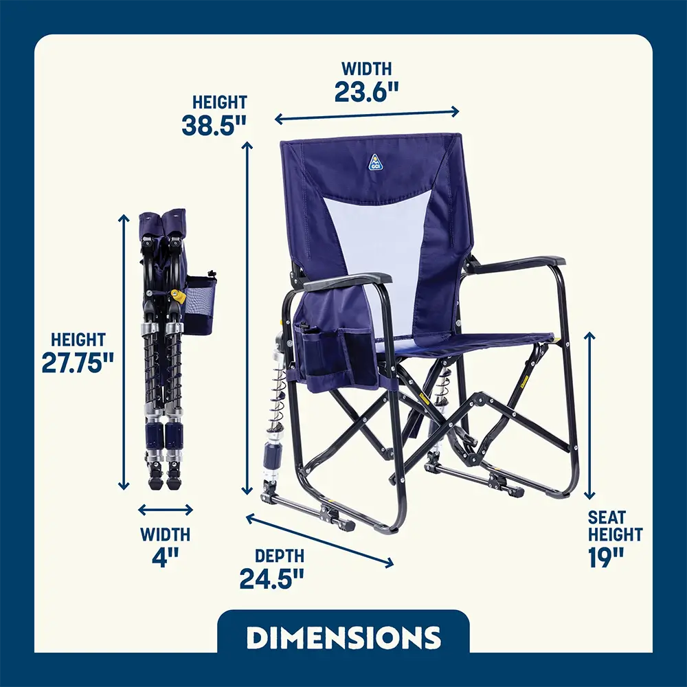 Smooth Motion Adjustable Rocker - Choice 573 - Patented Spring-Action Rocking Chair for Camping Detail