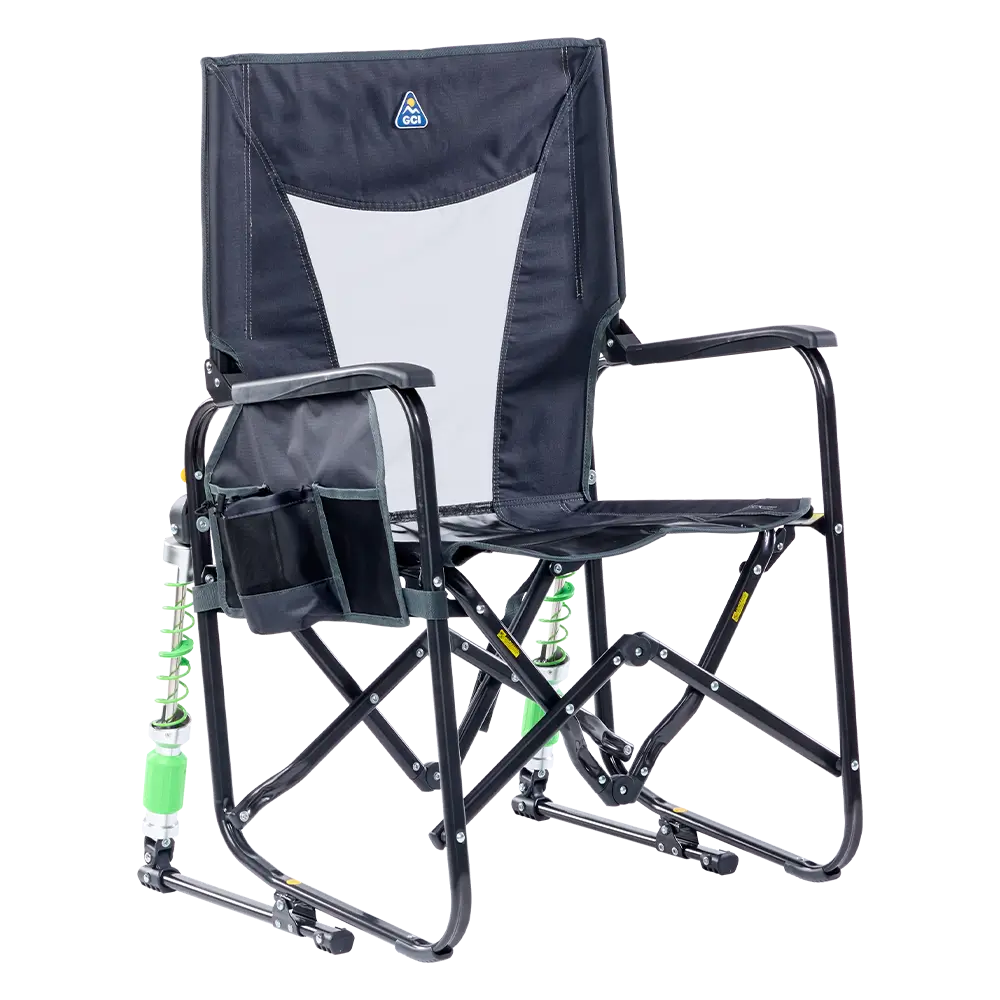 Smooth Motion Adjustable Rocker - Choice 573 - Patented Spring-Action Rocking Chair for Camping - Dark Charcoal