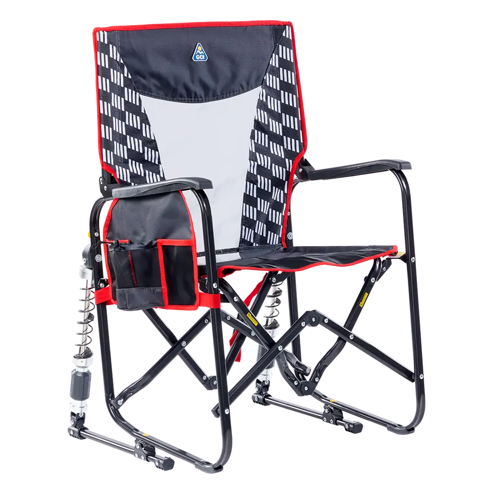 Smooth Motion Adjustable Rocker - Choice 573 - Patented Spring-Action Rocking Chair for Camping - Charcoal Racing