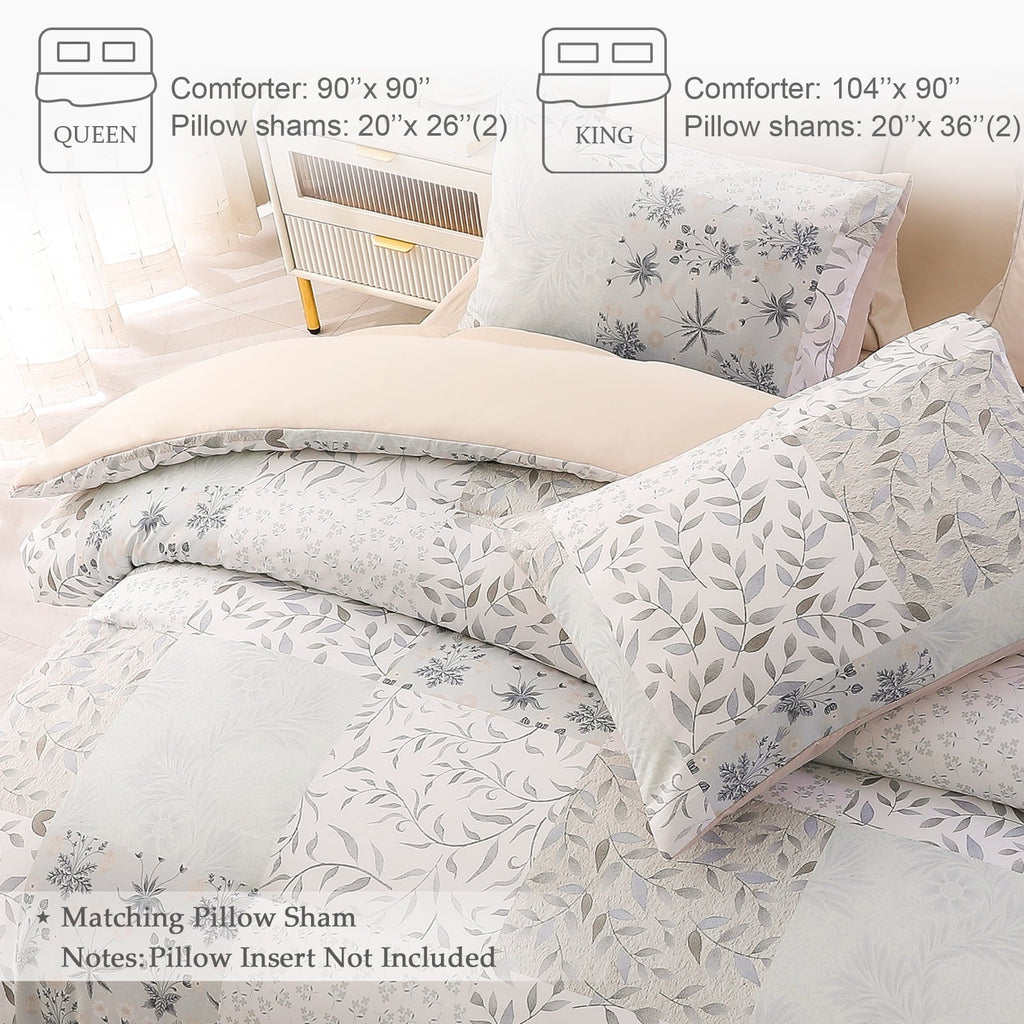 Hypoallergenic Cloud 3-Piece Patchwork King Size Comforter Set, Microfiber Bedding Down Alternative Comforter for All Seasons with 2 Pillo... - Luxurious Quilted Duvet Cover Set Detail