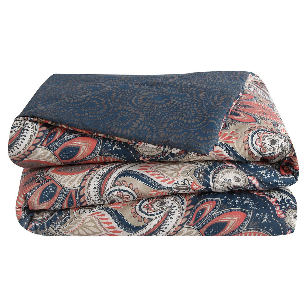Heavyweight Warmth Casa Real 5-Piece Coral Damask Reversible Comforter Set, King, Adult, Unisex - All-Season Down Alternative Comforter Insert Detail