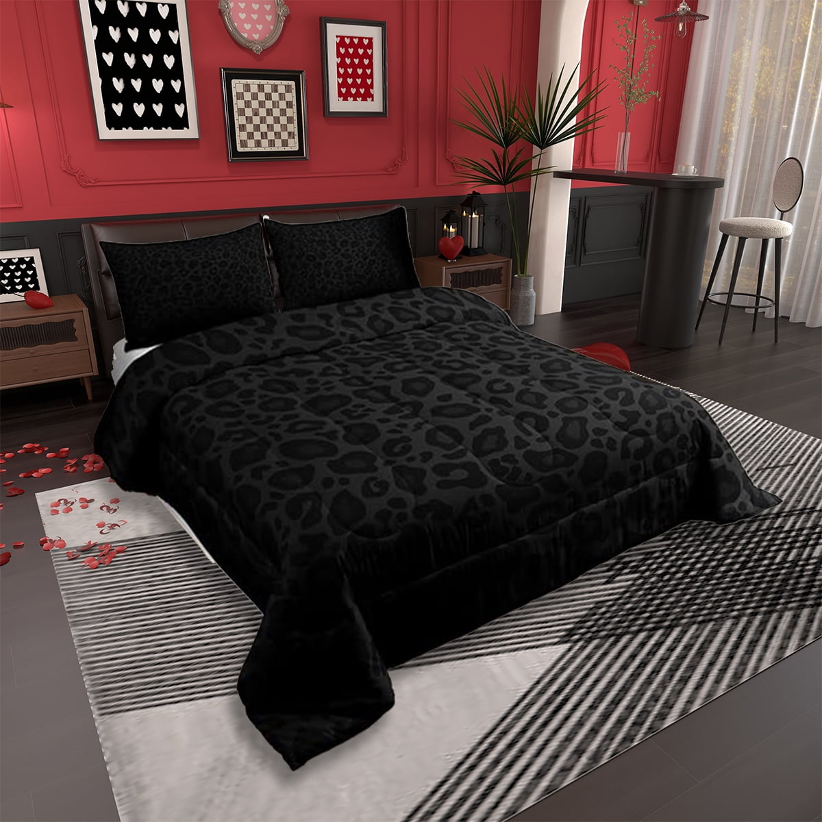 Fluffy Down Alternative Leopard Print Comforter Set Full Size,Abstract Cheetah Texture Bedding Set,Women Room Decor,Rustic Farmhouse Retro Do... - Cloud-Like Soft Lightweight Bed Comforter Detail