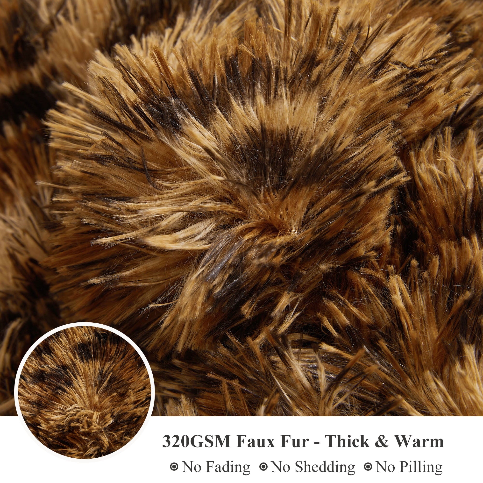 Super Soft Flannel Luxury Faux Fur Leopard Print Throw, Soft 50x60 Cheetah Print Fluffy Blanket, Shaggy Plush Decorative Couch Throw, Cu... - Super Soft Reversible Sherpa Flannel Blanket Detail