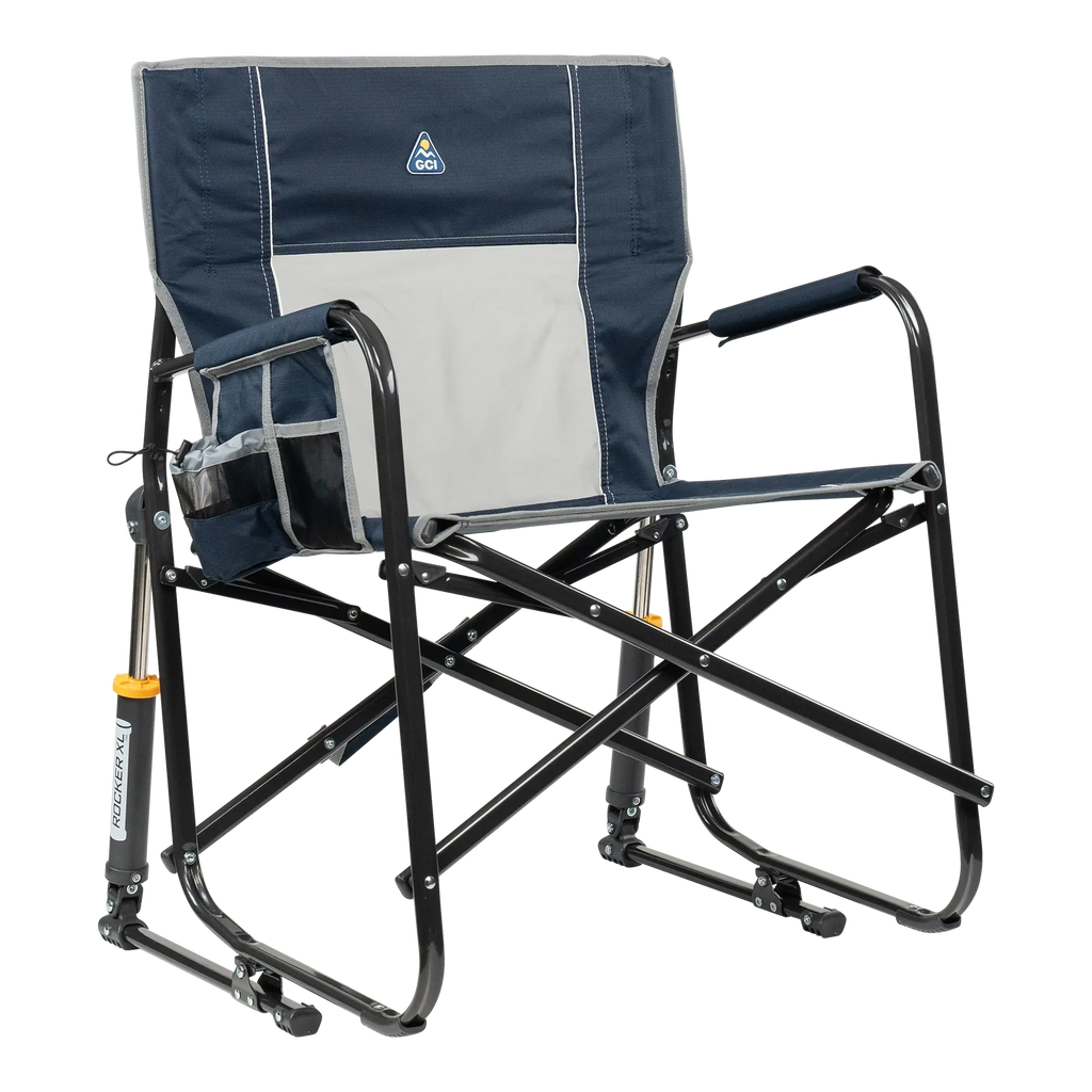 Patented Spring-Action Freestyle Rocker XL - Choice 552 - Heavy-Duty Kickback Rocker with Beverage Holder - Indigo