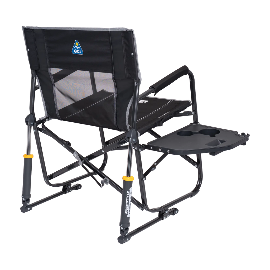 Premium All-Weather Freestyle Rocker XL with Side Table - Choice 836 - Patented Spring-Action Rocking Chair for Camping Detail