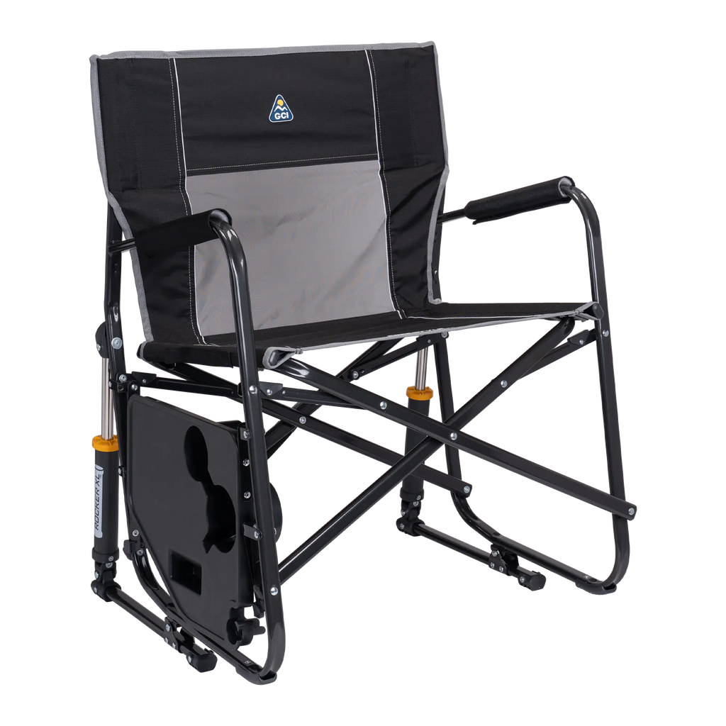 Premium All-Weather Freestyle Rocker XL with Side Table - Choice 836 - Patented Spring-Action Rocking Chair for Camping Detail