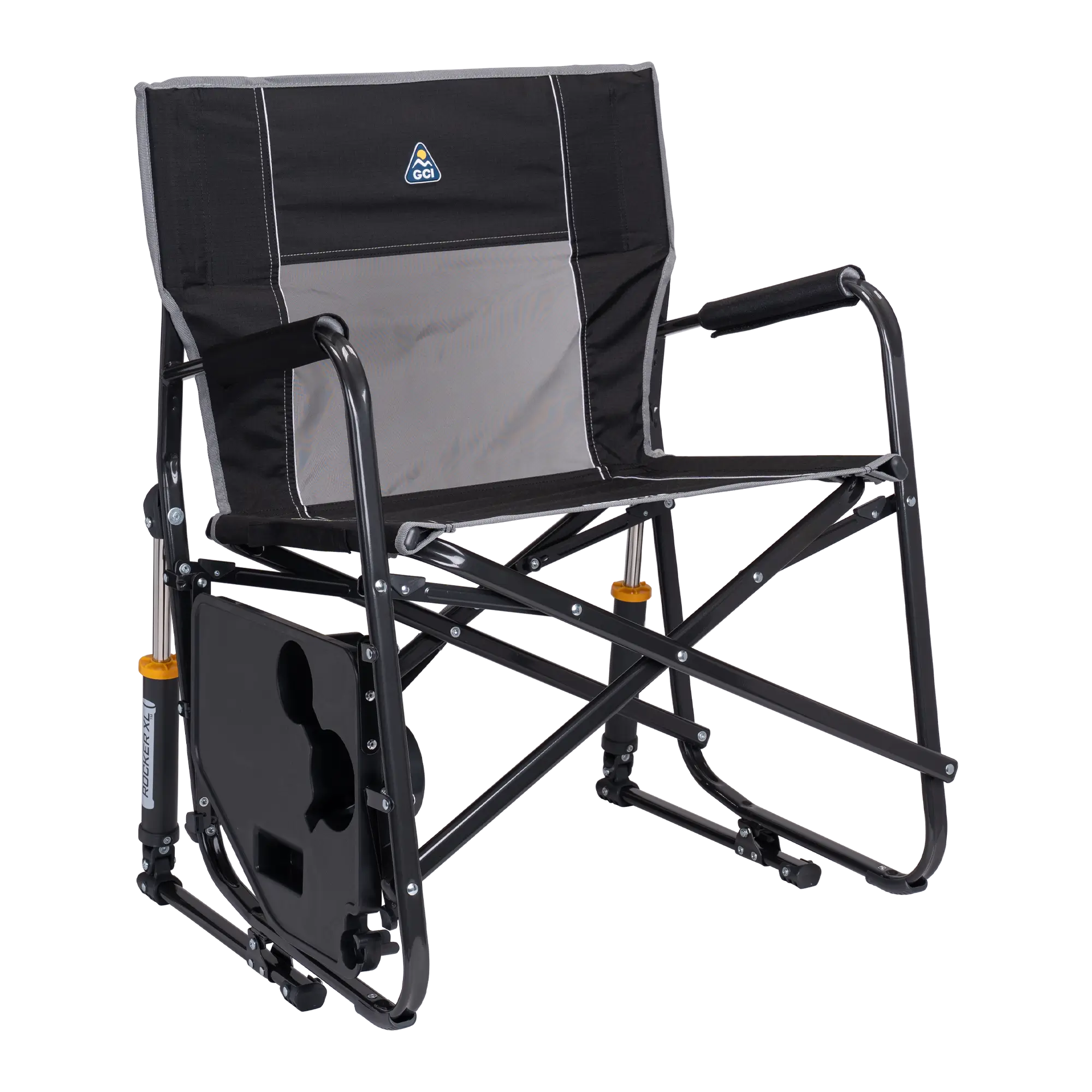 Premium All-Weather Freestyle Rocker XL with Side Table - Choice 836 - Patented Spring-Action Rocking Chair for Camping Detail
