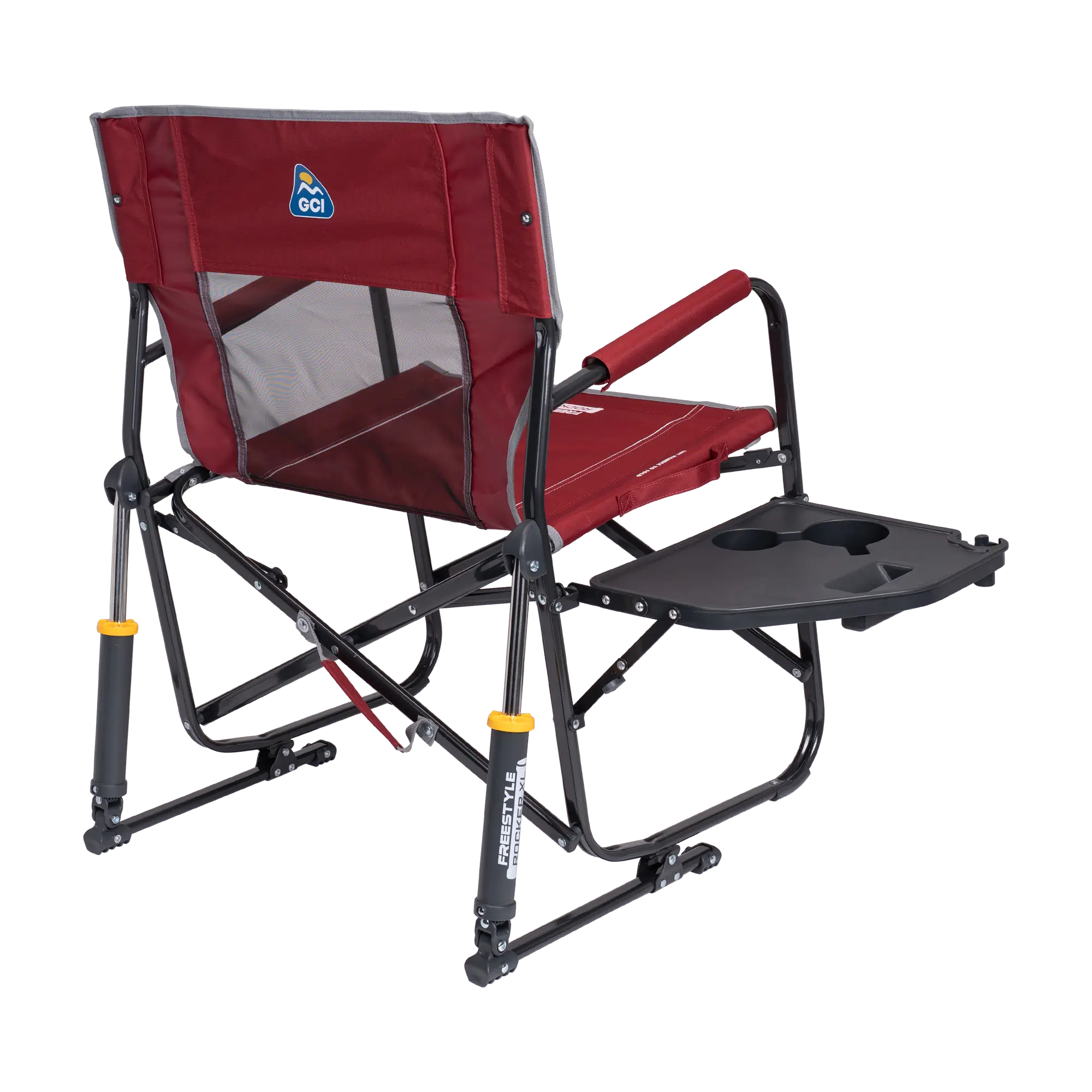 Premium All-Weather Freestyle Rocker XL with Side Table - Choice 836 - Patented Spring-Action Rocking Chair for Camping Detail